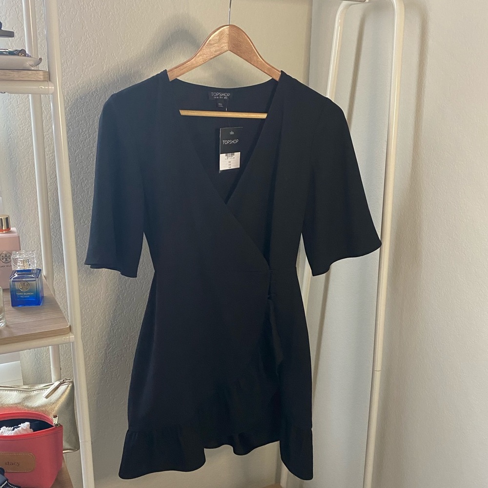 Topshop black wrap dress